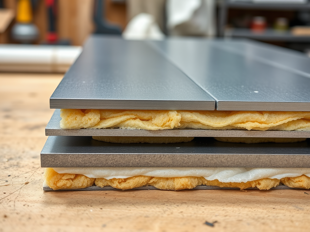 На изображении несколько слоев материала, верхний из которых металлический, а нижние имеют мягкие прослойки.